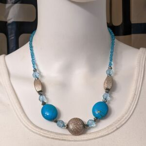 Blue stone & bead vintage necklace
